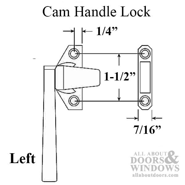 Cam Handle for Hopper Window, Low Profile LH-Choose Color - Cam Handle for Hopper Window, Low Profile LH-Choose Color