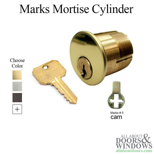 Marks 15/16" Mortise Cylinder, Threaded Kwikset Key - Choose Color