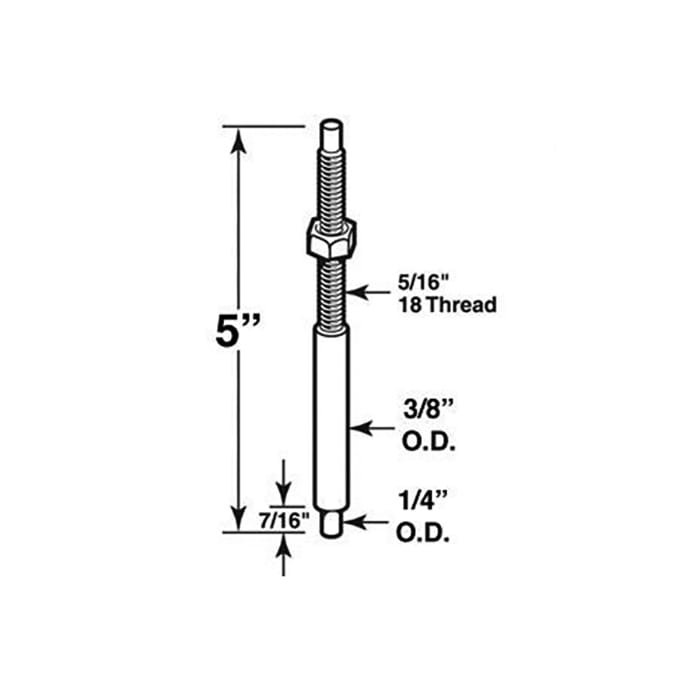 Pivot Rod, 3/8, Bottom, Threaded - Pivot Rod, 3/8, Bottom, Threaded
