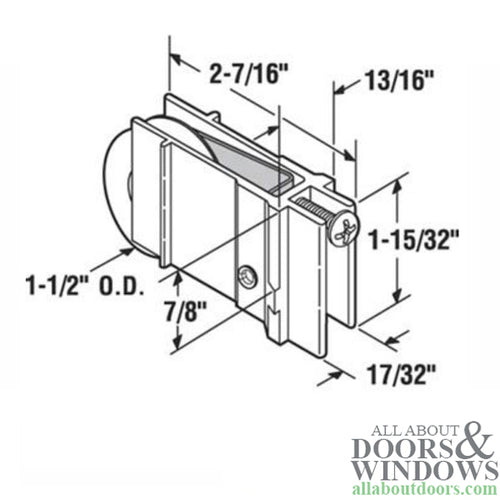 Roller Assembly - Sliding Patio Door, Steel Ball Bearing - Roller Assembly - Sliding Patio Door, Steel Ball Bearing