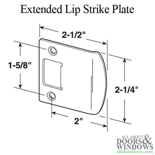 Strike Plate, Latch Extended Lip, 2-1/4 x  2-1/2 inch - Plated Antique Brass - Strike Plate, Latch Extended Lip, 2-1/4 x  2-1/2 inch - Plated Antique Brass