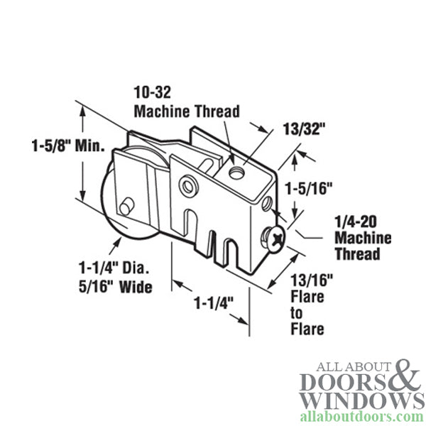 1-1/2  Steel  wheel, Roller Assembly - 1-1/2  Steel  wheel, Roller Assembly