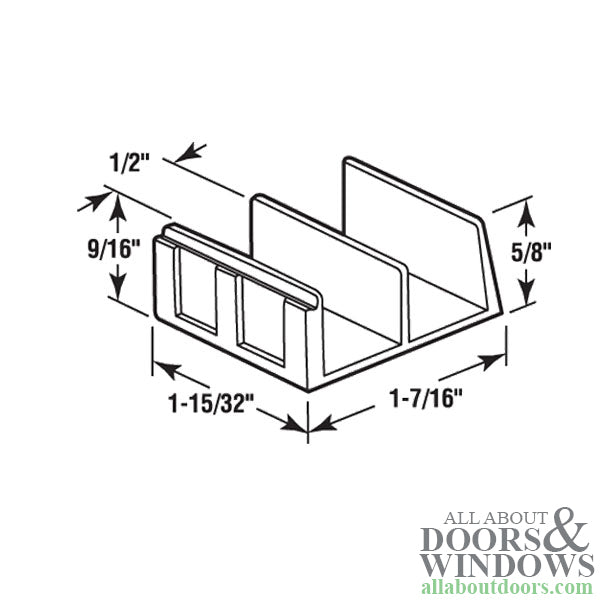 Sliding Shower Door Bottom Guide Nylon for 1-7/16