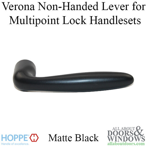 Verona Non-Handed Lever Handle for Multipoint Lock Handlesets - Matte Black - Verona Non-Handed Lever Handle for Multipoint Lock Handlesets - Matte Black