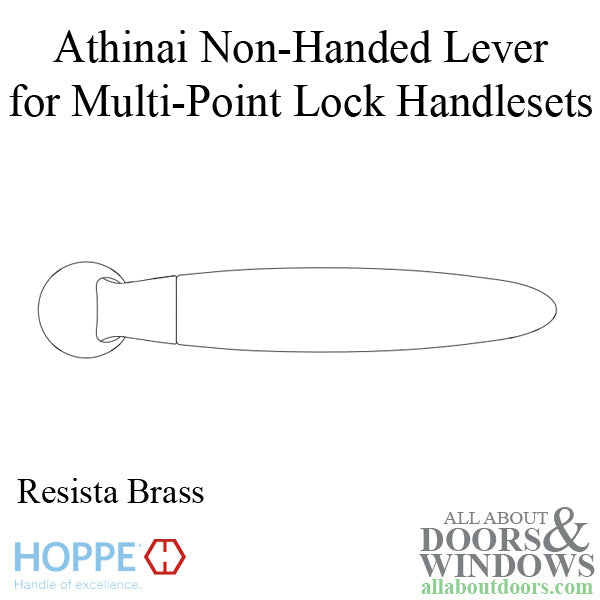 Athinai Non-Handed Lever Handle for Multipoint Lock Handlesets - Resista Brass - Athinai Non-Handed Lever Handle for Multipoint Lock Handlesets - Resista Brass