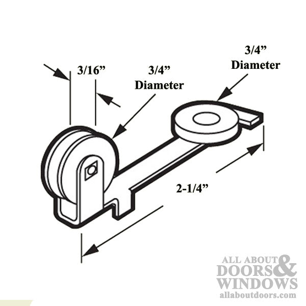 Arcadia Straight Spring Tension Roller Assembly, 3/4 Inch Nylon Wheel, Sliding Screen Door - Arcadia Straight Spring Tension Roller Assembly, 3/4 Inch Nylon Wheel, Sliding Screen Door