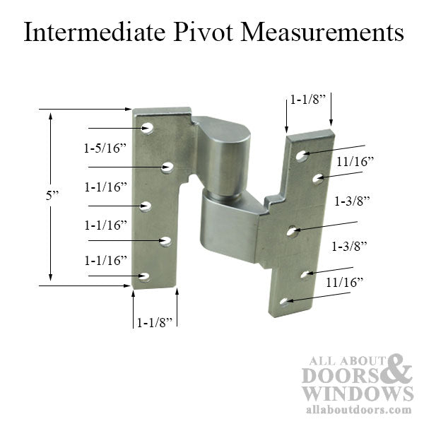 3/4 inch offset Intermediate Pivot Set, left hand - Satin Chrome US26D - 3/4 inch offset Intermediate Pivot Set, left hand - Satin Chrome US26D