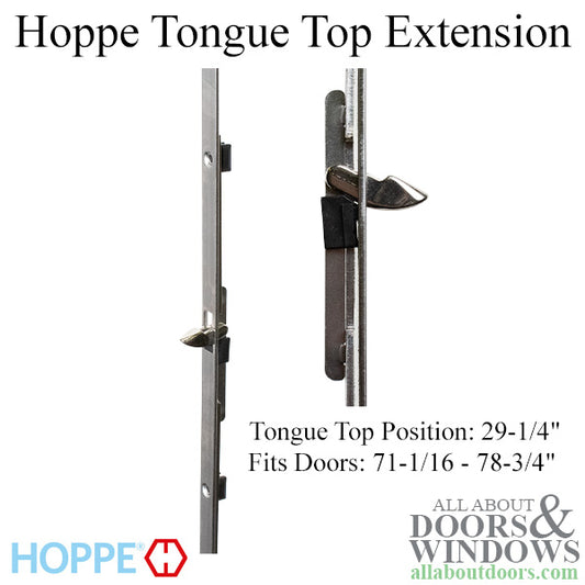 Hoppe 16mm Manual Top Extension, Tongue at 29.25", 41.14" Length