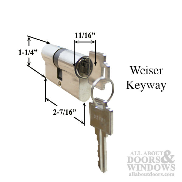 32/32 Active Keyed Patio Door Double Keyed Profile Cylinder Lock - Chrome - 32/32 Active Keyed Patio Door Double Keyed Profile Cylinder Lock - Chrome