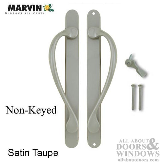 Marvin Active Non-Keyed, Narrow Sliding Door Handle, Center Thumb -  Satin Taupe