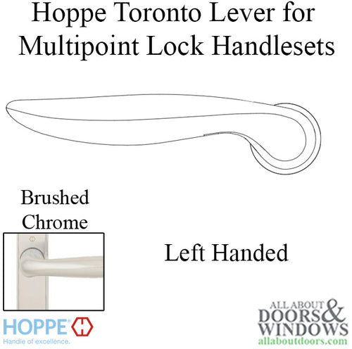 Toronto Lever Handle for Left Handed Multipoint Lock Handlesets - Resista Brushed Chrome - Toronto Lever Handle for Left Handed Multipoint Lock Handlesets - Resista Brushed Chrome