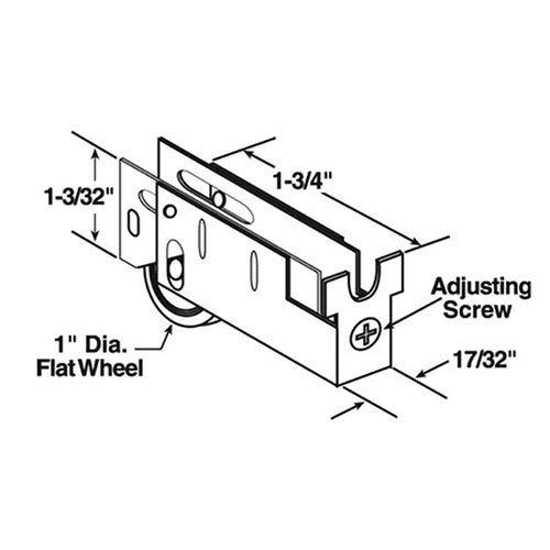 Sliding Door Roller for Capitol Doors Flat 1 Inch Steel Wheel Diameter - Sliding Door Roller for Capitol Doors Flat 1 Inch Steel Wheel Diameter
