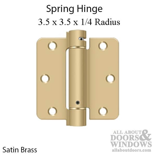 Spring Hinge, 3.5 x 3.5 , 1/4 Radius - Brushed/Satin Brass