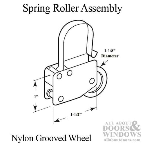 Unique Spring Roller Assembly with 1.125 Inch Nylon Wheel for Sliding Screen Doors - Unique Spring Roller Assembly with 1.125 Inch Nylon Wheel for Sliding Screen Doors