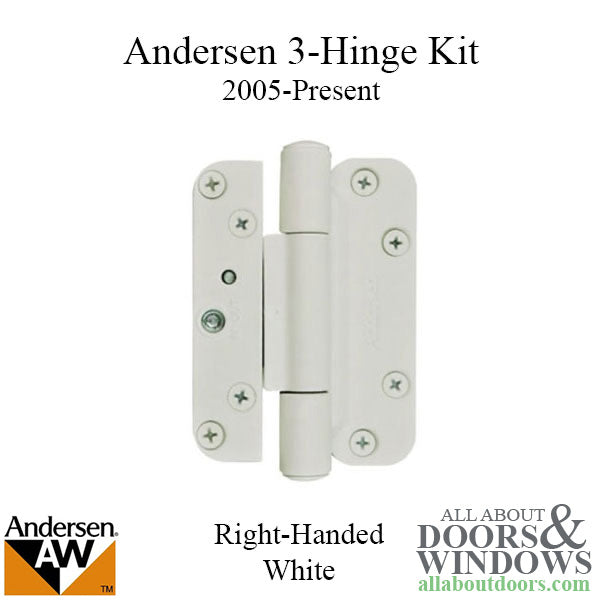 3 Hinge Kit, 2005-Present, Andersen FWH Right Hand Door - White - 3 Hinge Kit, 2005-Present, Andersen FWH Right Hand Door - White