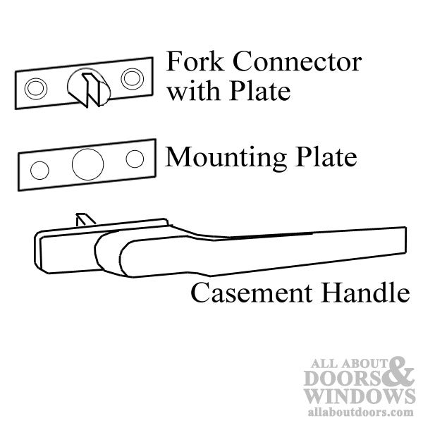 Fork Connector with Plate for Double French Casement Window - Fork Connector with Plate for Double French Casement Window