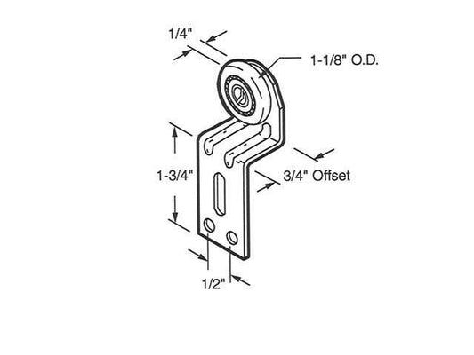 1-1/8  Nylon Wheel, 3/4 Offset - Acme No. 3375 top roller