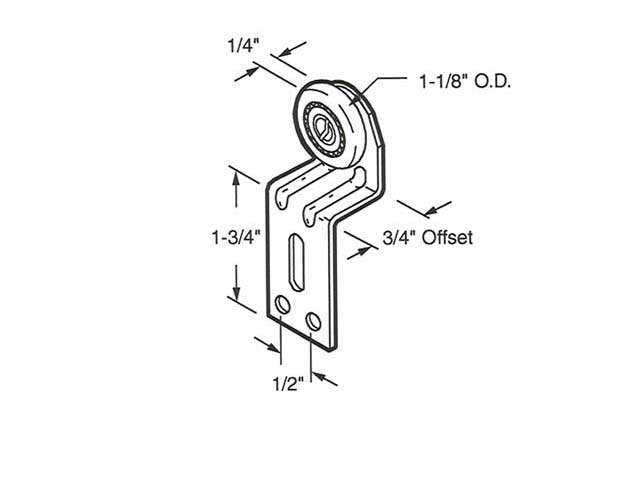 1-1/8  Nylon Wheel, 3/4 Offset - Acme No. 3375 top roller - 1-1/8  Nylon Wheel, 3/4 Offset - Acme No. 3375 top roller