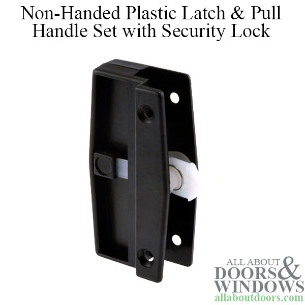 Non-Handed Plastic Latch & Pull Handle Set with Security Lock for Sliding Screen Door - Black - Non-Handed Plastic Latch & Pull Handle Set with Security Lock for Sliding Screen Door - Black