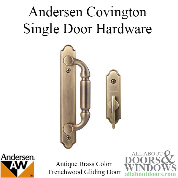 Andersen Frenchwood Gliding Door Trim Hardware, Covington, 2 Panel Interior and Exterior  - Antique Brass - Andersen Frenchwood Gliding Door Trim Hardware, Covington, 2 Panel Interior and Exterior  - Antique Brass