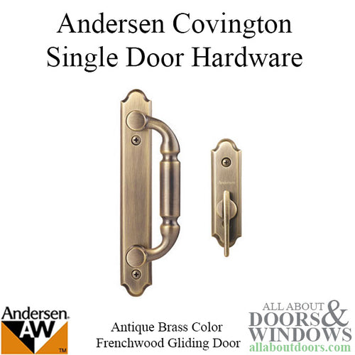 Andersen Frenchwood Gliding Door Trim Hardware, Covington, 2 Panel Interior and Exterior  - Antique Brass - Andersen Frenchwood Gliding Door Trim Hardware, Covington, 2 Panel Interior and Exterior  - Antique Brass