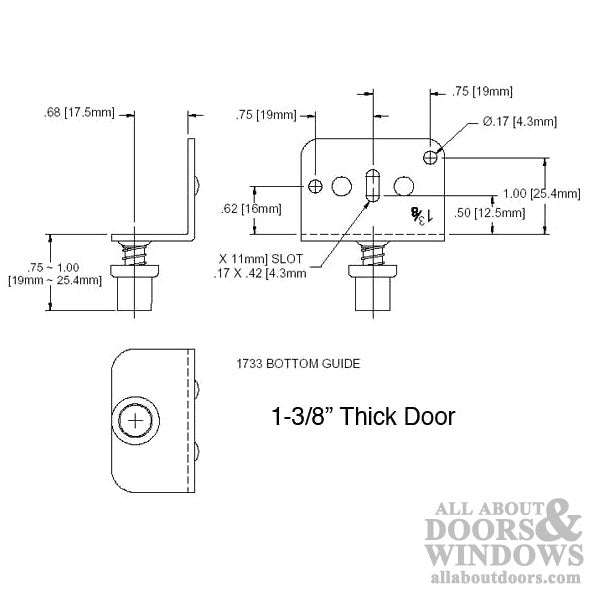 Spring Loaded Side Mount Guide for 1-3/8 Inch Thick Door - Spring Loaded Side Mount Guide for 1-3/8 Inch Thick Door