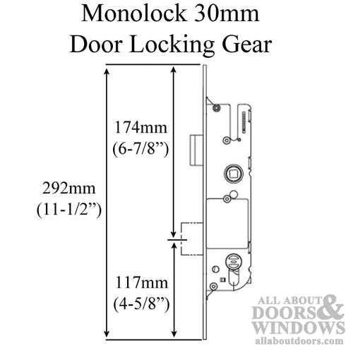 G-U Monolock 30/92 Single Point Mortise Lock (SPL) - Stainless Steel - G-U Monolock 30/92 Single Point Mortise Lock (SPL) - Stainless Steel