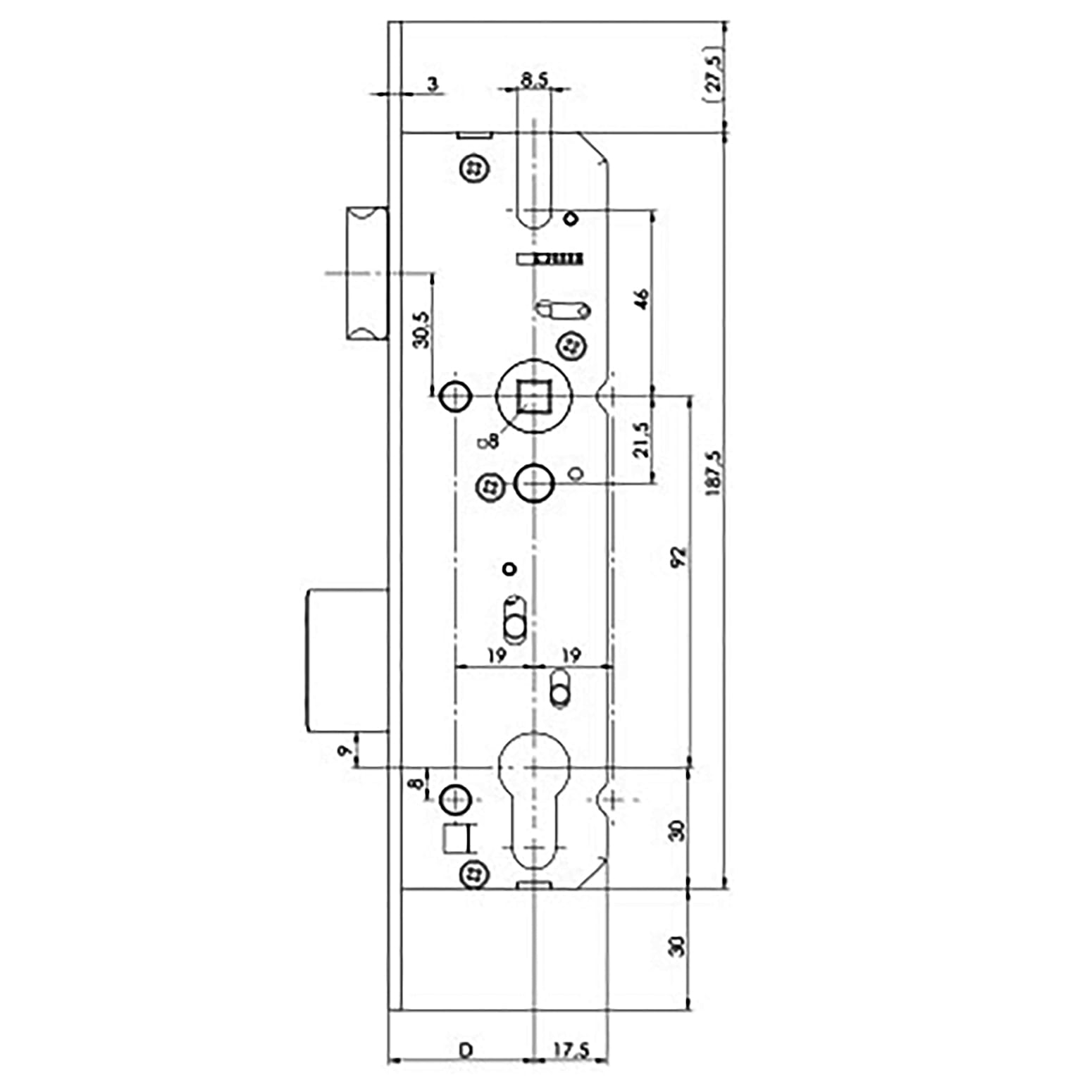 KFV Single Point Mortise Lock 35mm Backset for Steel and UPVC Doors Stainless Steel - KFV Single Point Mortise Lock 35mm Backset for Steel and UPVC Doors Stainless Steel