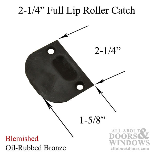 2-1/4  Roller with Full Lip Strike, Solid Brass -  Oil Rubbed Bronze - US10B - 2-1/4  Roller with Full Lip Strike, Solid Brass -  Oil Rubbed Bronze - US10B