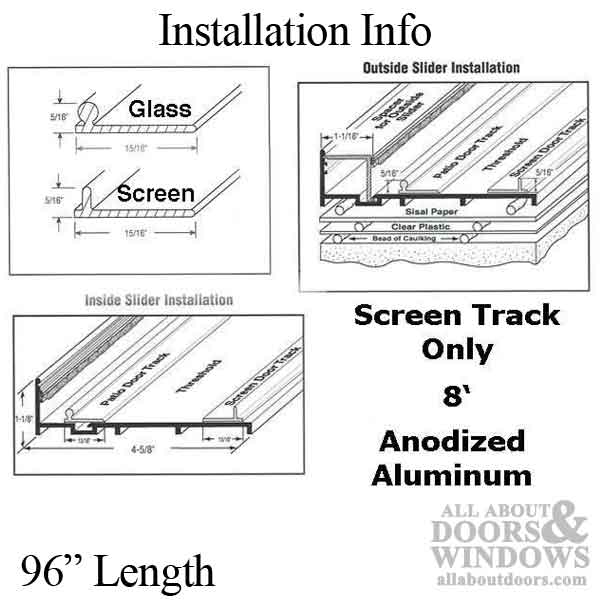 Patio Screen Replacement Track, 96 inch - Aluminum - Patio Screen Replacement Track, 96 inch - Aluminum