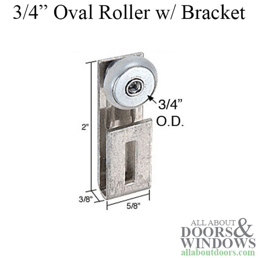 3/4 inch Outer Diamter, Oval  Roller w/ Bracket