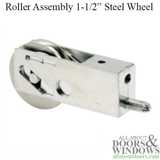 Sliding Patio Door Roller Assembly with Adjustable Housing 1.5 Inch Steel Wheel Diameter