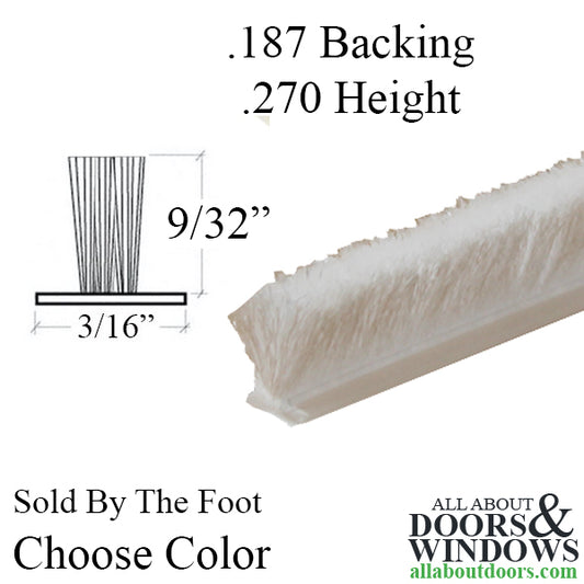 Fuzzy Weatherstrip .187 T-backing x .270 Fuzzy pile - Choose Color