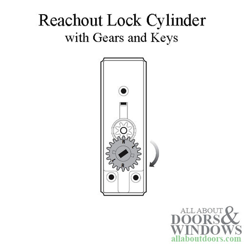 Andersen 5-Pin Reachout Lock Cylinder with Gears and Keys - Bright Brass - Andersen 5-Pin Reachout Lock Cylinder with Gears and Keys - Bright Brass