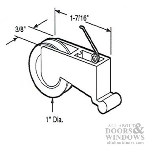 Roller Assembly with 1 Inch Nylon Wheel for Sliding Screen Door - Roller Assembly with 1 Inch Nylon Wheel for Sliding Screen Door