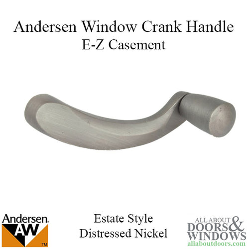 Andersen Window Improved/E-Z Casement Crank Handle - Estate Style - Distressed Nickel - Andersen Window Improved/E-Z Casement Crank Handle - Estate Style - Distressed Nickel