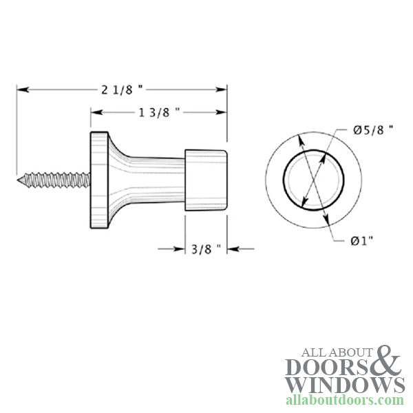 Baseboard Door Bumper 1 Inch Polished Brass - Baseboard Door Bumper 1 Inch Polished Brass
