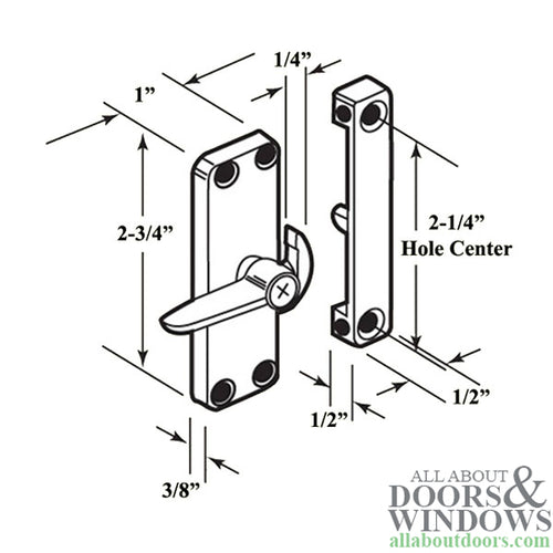 Right Hand Surface Mount Latch for Sliding Screen Door - Black - Right Hand Surface Mount Latch for Sliding Screen Door - Black