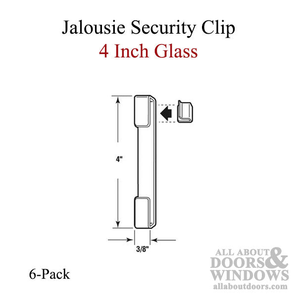 Jalousie Security Clip - 4 Inch Glass - 6 pack - Jalousie Security Clip - 4 Inch Glass - 6 pack