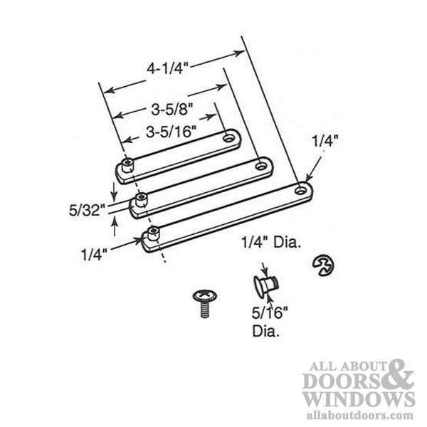 Link Kit, Jalousie / Awning Universal  3 sizes, 3-5/16, 3-5/8, and 4-1/4