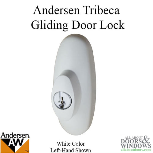 Keyed Lock Assembly, Andersen Tribeca Gliding Door, LH - White - Keyed Lock Assembly, Andersen Tribeca Gliding Door, LH - White