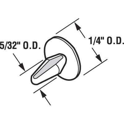 Guide and Anti-Rattle Button - Sliding Patio Door, Nylon - Guide and Anti-Rattle Button - Sliding Patio Door, Nylon