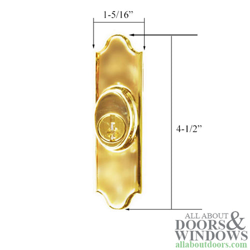 Andersen Gliding Door Keyed Lock, Covington - LH, Bright Brass - Andersen Gliding Door Keyed Lock, Covington - LH, Bright Brass