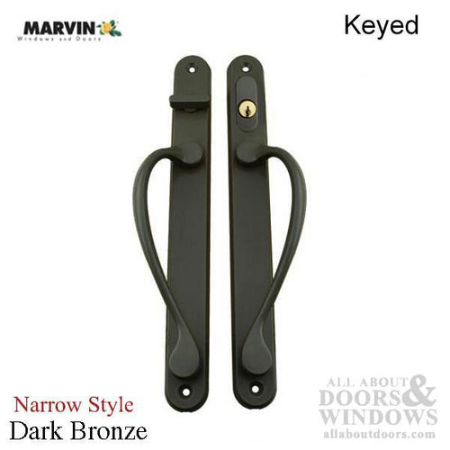 Marvin Narrow Traditional, Keyed Sliding Patio Door Handle - Dark Bronze - Marvin Narrow Traditional, Keyed Sliding Patio Door Handle - Dark Bronze