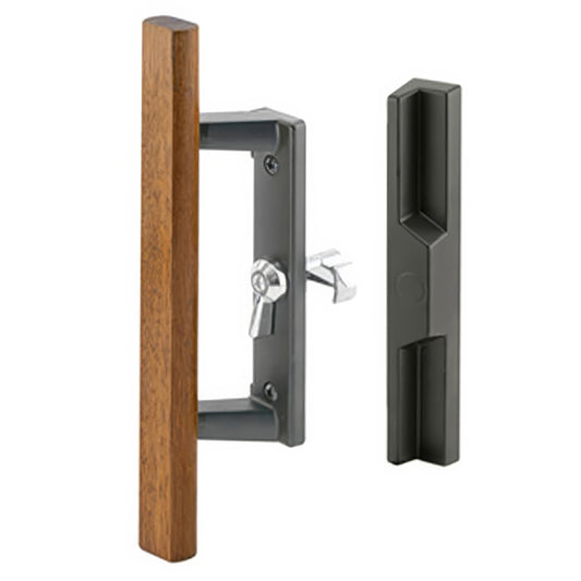 Sliding Patio Door Handle Black Metal With Wood Trim Keyed Sliding Patio Door Handle