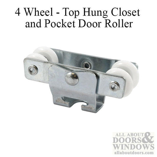 4 Wheel, 7/8 Dia., Top Hung Closet & Pocket door Roller