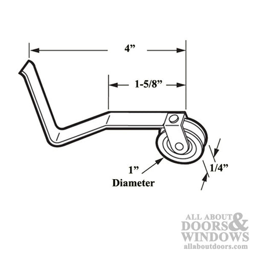 V Spring Tension Roller Assembly with 1 Inch Steel Wheel for Sliding Screen Door - V Spring Tension Roller Assembly with 1 Inch Steel Wheel for Sliding Screen Door