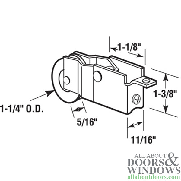 1-1/4  Nylon wheel, Roller Assembly - 1-1/4  Nylon wheel, Roller Assembly