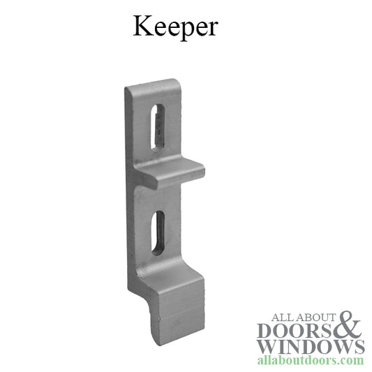 Extruded Keeper for Sliding Glass Door Aluminum Finish 1-3/16" Screw Hole Spacing