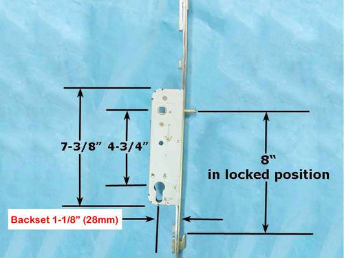 Fuhr Multi-Point Lock, 3 Hooks, 28mm - 6-8  Sliding Door - Fuhr Multi-Point Lock, 3 Hooks, 28mm - 6-8  Sliding Door